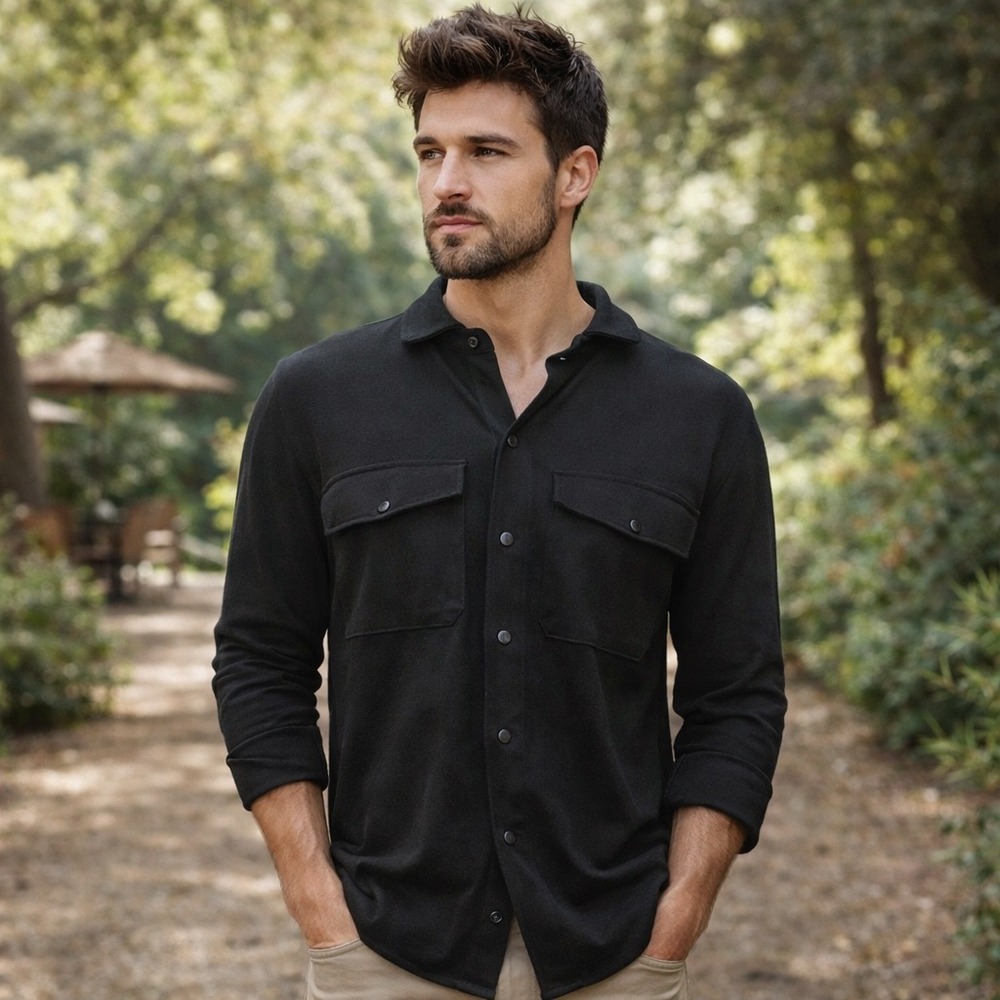 Industry Republic Clothing‎ Mens Black Snap Front Shirt Jacket Small RN 93178